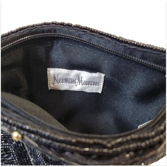 Neiman Marcus Vintage Beaded Mini Bag Coin Purse Black Gold - Picture 5 of 9